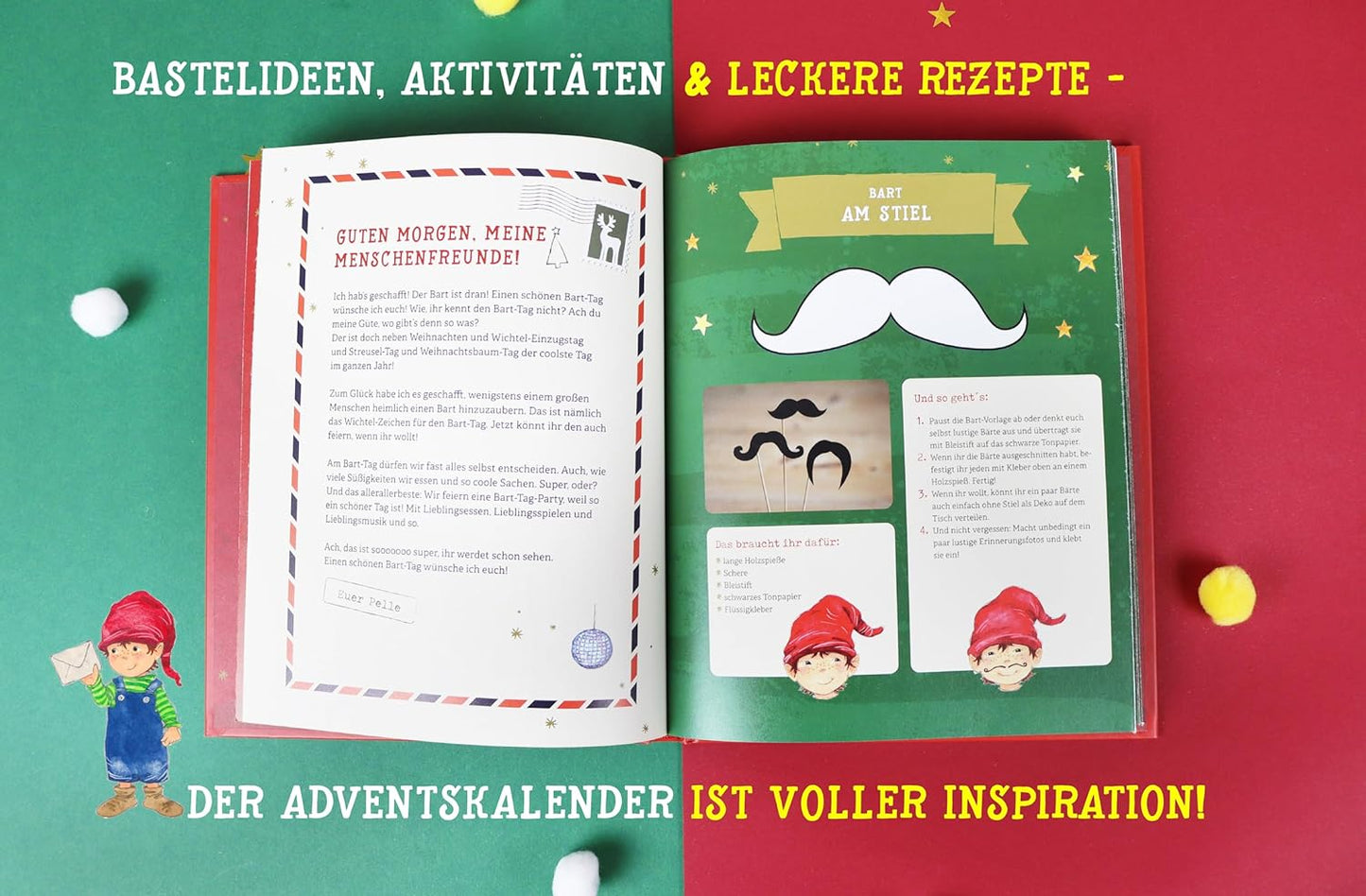 Mein Adventskalender-Buch: Winter-Weihnacht-Wichtelspaß: 24x Backen, Basteln und Entdecken